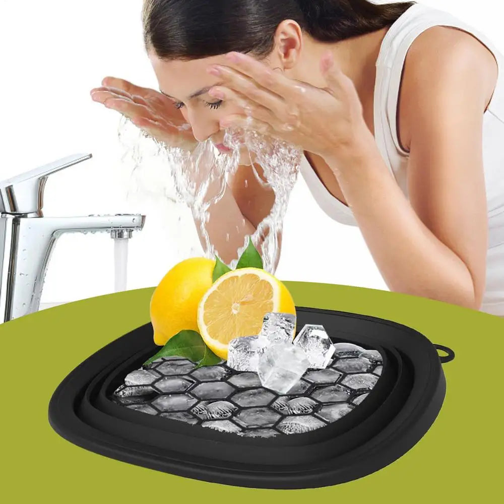 Ice Face Bowl Facial Ice Bath Bowl for Cold Plunge Reusable Spa Tool with Built-in Tray Outdoor Portable Foldable Wash Basin