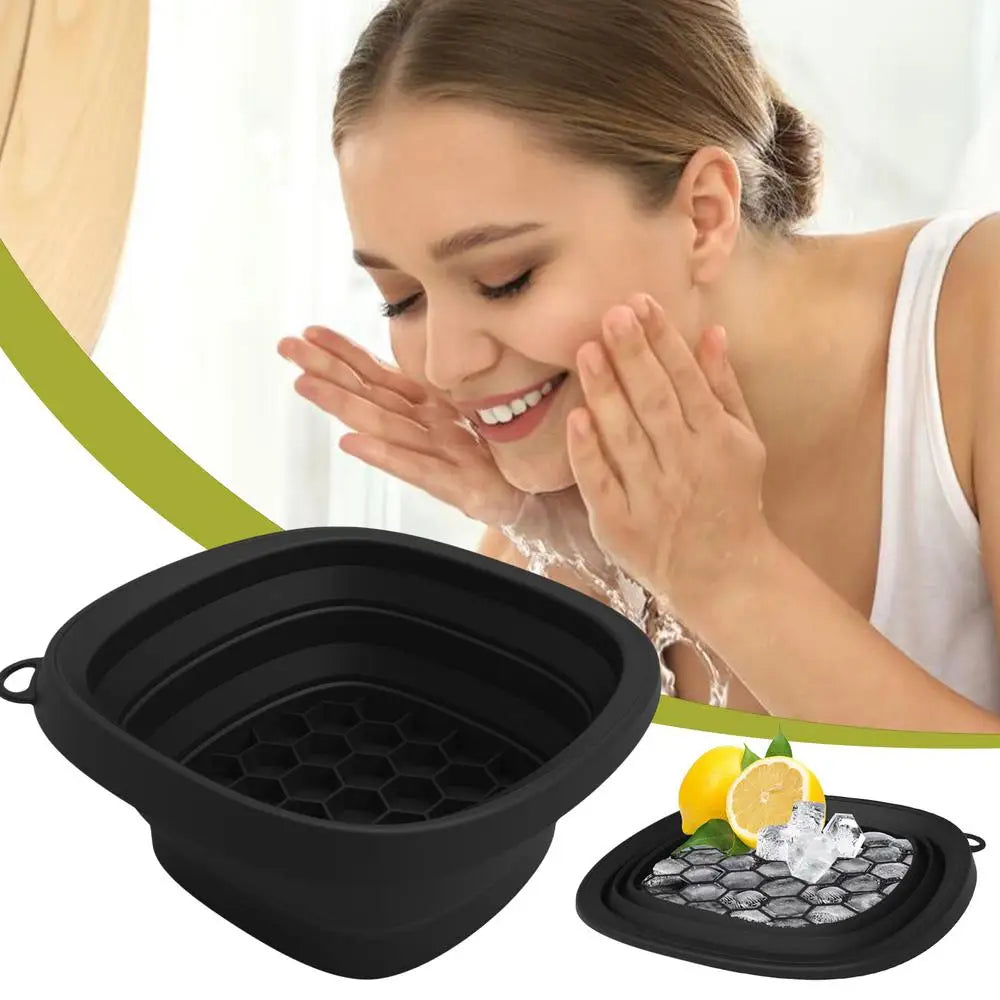 Ice Face Bowl Facial Ice Bath Bowl for Cold Plunge Reusable Spa Tool with Built-in Tray Outdoor Portable Foldable Wash Basin