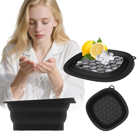 Ice Face Bowl Facial Ice Bath Bowl for Cold Plunge Reusable Spa Tool with Built-in Tray Outdoor Portable Foldable Wash Basin
