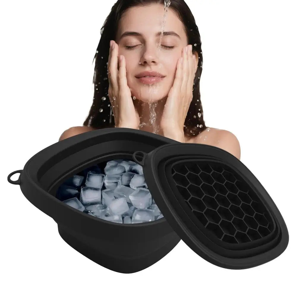 Ice Face Bowl Facial Ice Bath Bowl for Cold Plunge Reusable Spa Tool with Built-in Tray Outdoor Portable Foldable Wash Basin