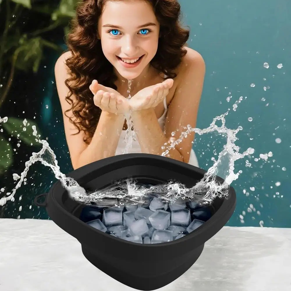 Ice Face Bowl Facial Ice Bath Bowl for Cold Plunge Reusable Spa Tool with Built-in Tray Outdoor Portable Foldable Wash Basin